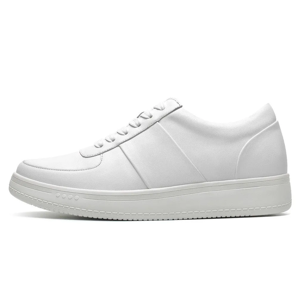6 CM/2.36 Inches CMR CHAMARIPA CMR CHAMARIPA Men's Casual Elevator Shoes - White Cowhide Leather Sneakers