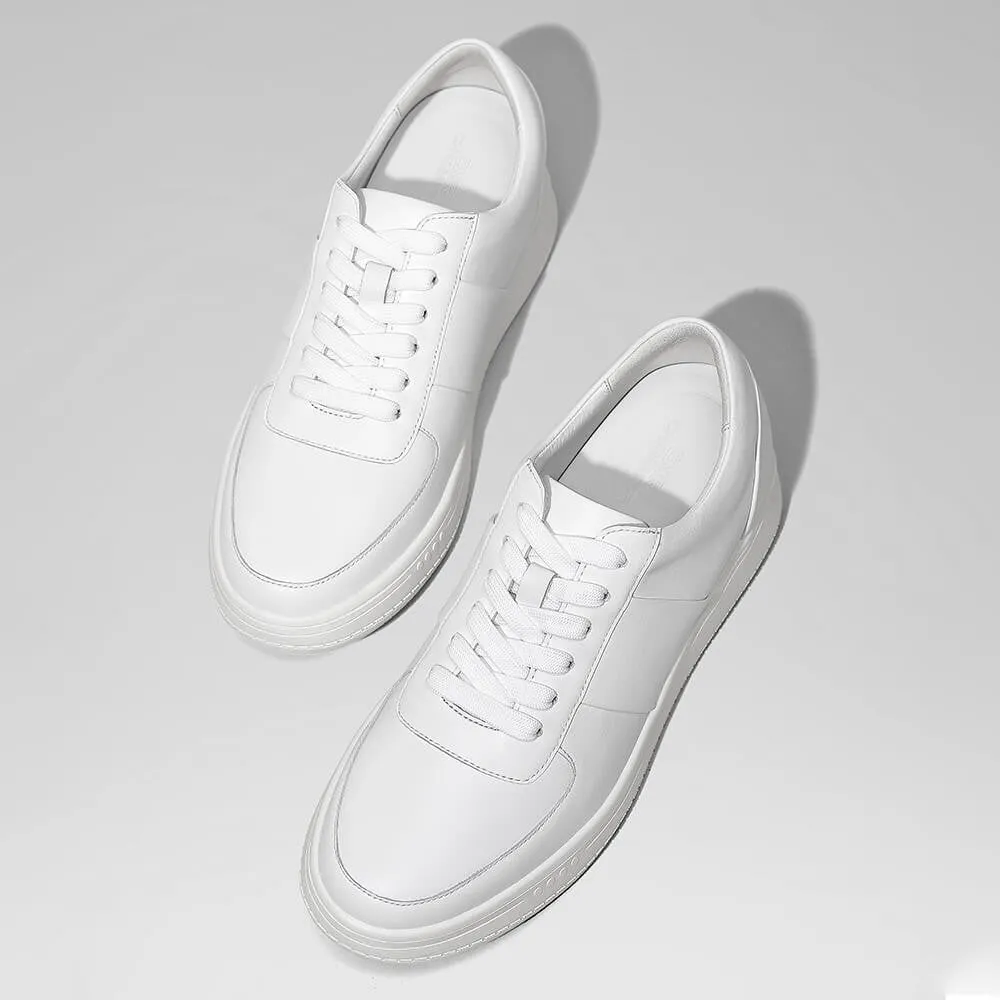 6 CM/2.36 Inches CMR CHAMARIPA CMR CHAMARIPA Men's Casual Elevator Shoes - White Cowhide Leather Sneakers