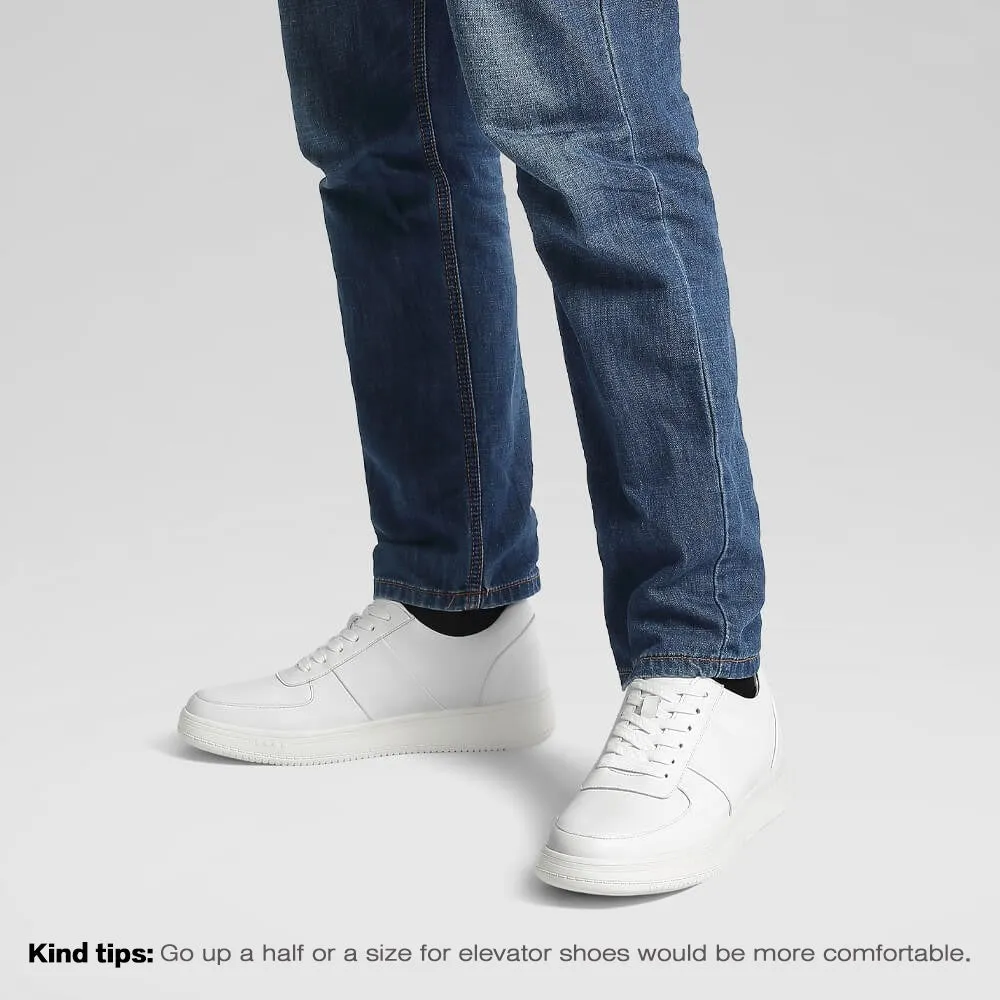 6 CM/2.36 Inches CMR CHAMARIPA CMR CHAMARIPA Men's Casual Elevator Shoes - White Cowhide Leather Sneakers