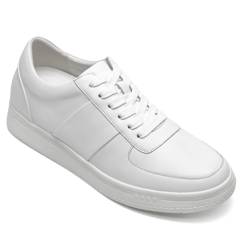 6 CM/2.36 Inches CMR CHAMARIPA CMR CHAMARIPA Men's Casual Elevator Shoes - White Cowhide Leather Sneakers