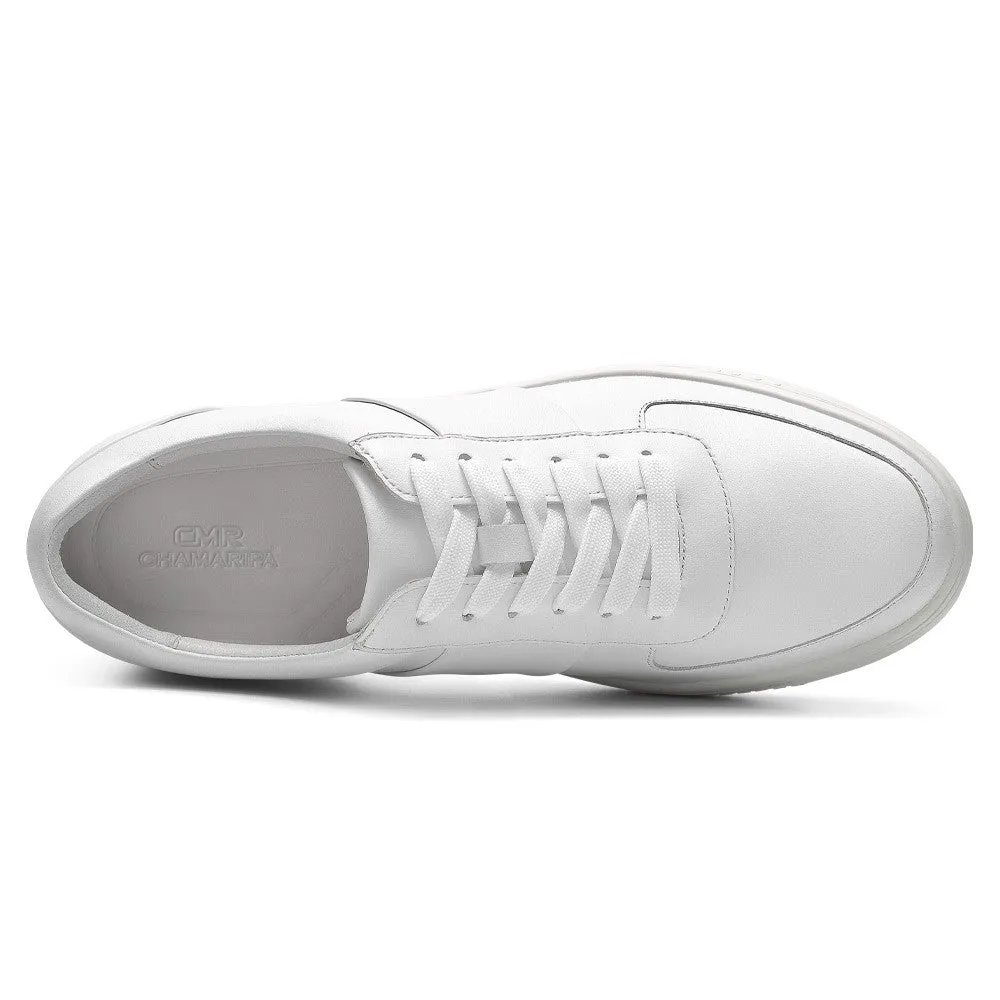 6 CM/2.36 Inches CMR CHAMARIPA CMR CHAMARIPA Men's Casual Elevator Shoes - White Cowhide Leather Sneakers