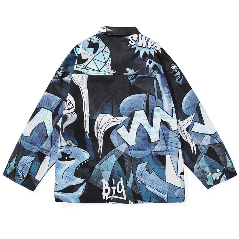 Abstract Style Painting Print Couple Lapel Jacket