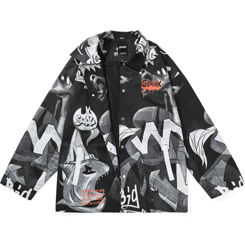 Abstract Style Painting Print Couple Lapel Jacket