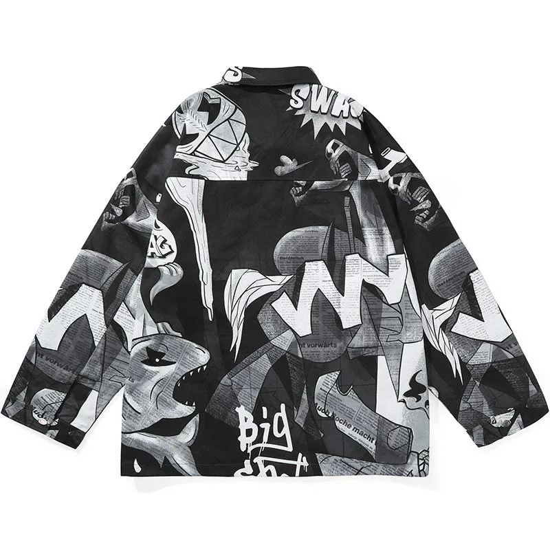 Abstract Style Painting Print Couple Lapel Jacket