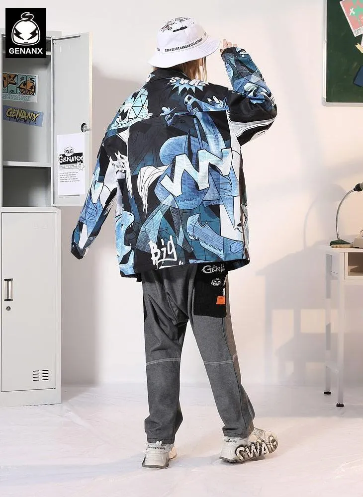 Abstract Style Painting Print Couple Lapel Jacket