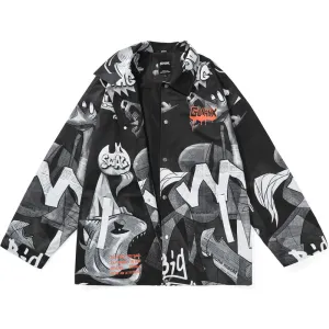 Abstract Style Painting Print Couple Lapel Jacket