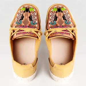 American Darling ADFT133YL2 Hand tooled carved genuine leather trim lightweight shoe footwear slip on