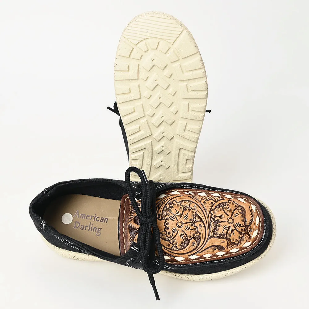 American Darling ADFT170 Hand tooled carved genuine leather trim lightweight shoe footwear slip on
