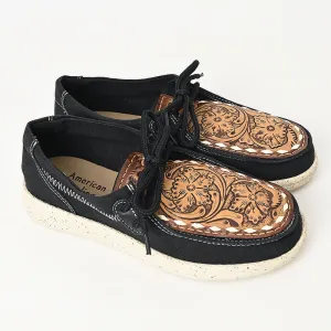 American Darling ADFT170 Hand tooled carved genuine leather trim lightweight shoe footwear slip on