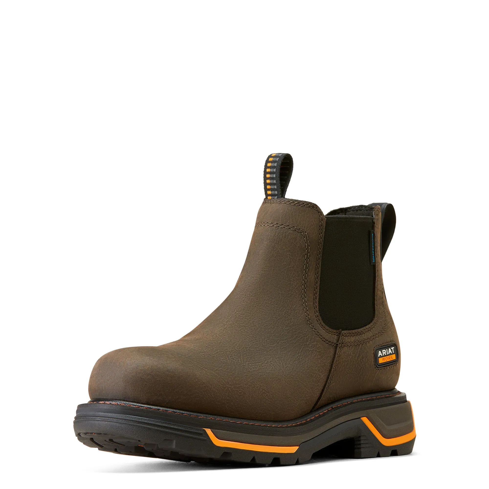 Ariat Men's Big Rig Chelsea Waterproof Iron Coffee Work Boots 10042545