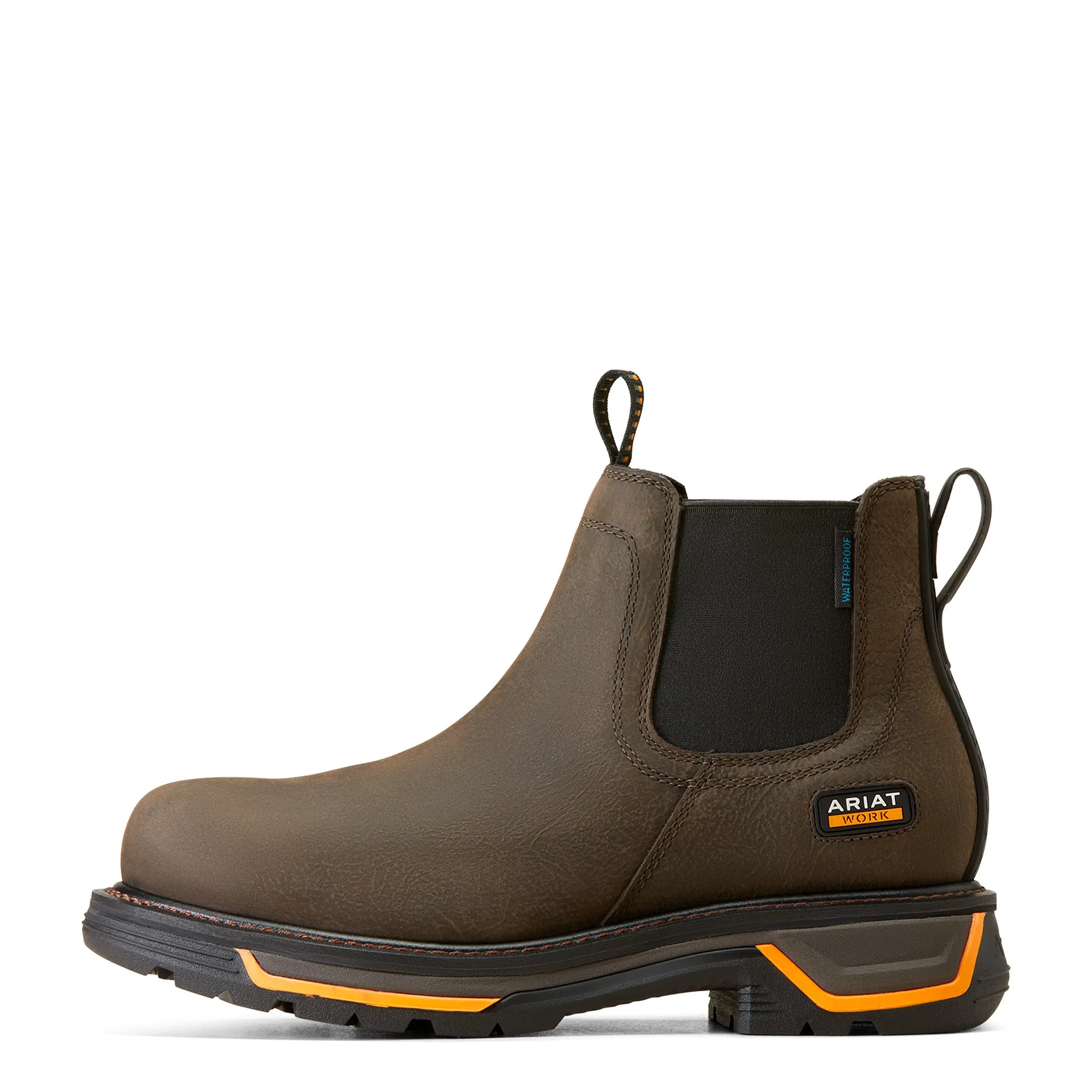 Ariat Men's Big Rig Chelsea Waterproof Iron Coffee Work Boots 10042545