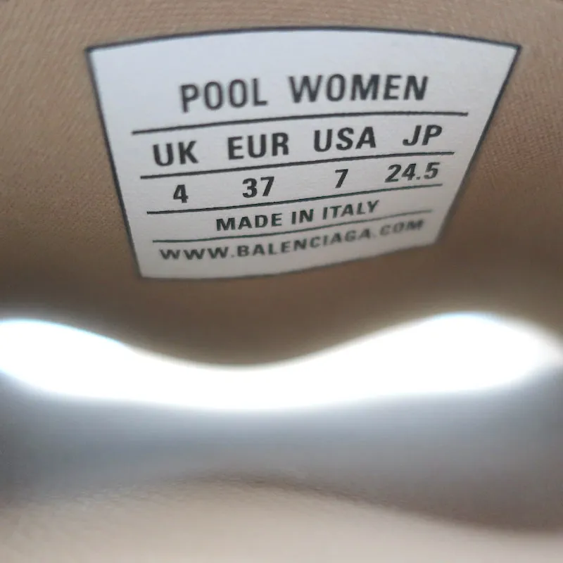 Balenciaga Logo Pool Slides Beige Size 37 Slip-On Sandals