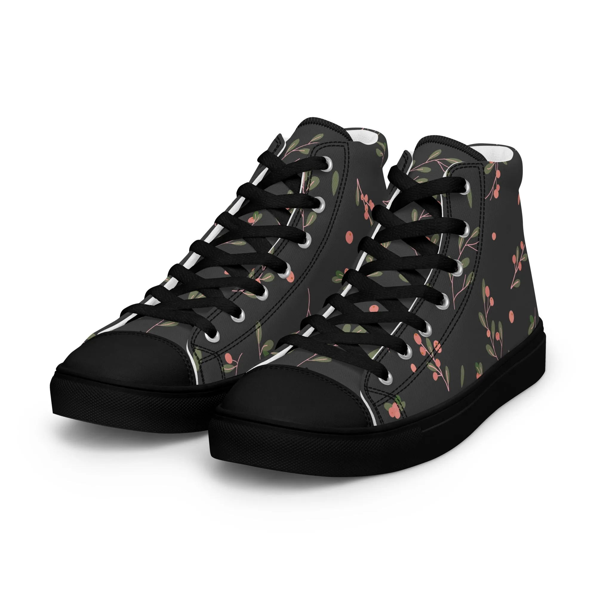 Baskets hautes en toile femme "Baies rouges"