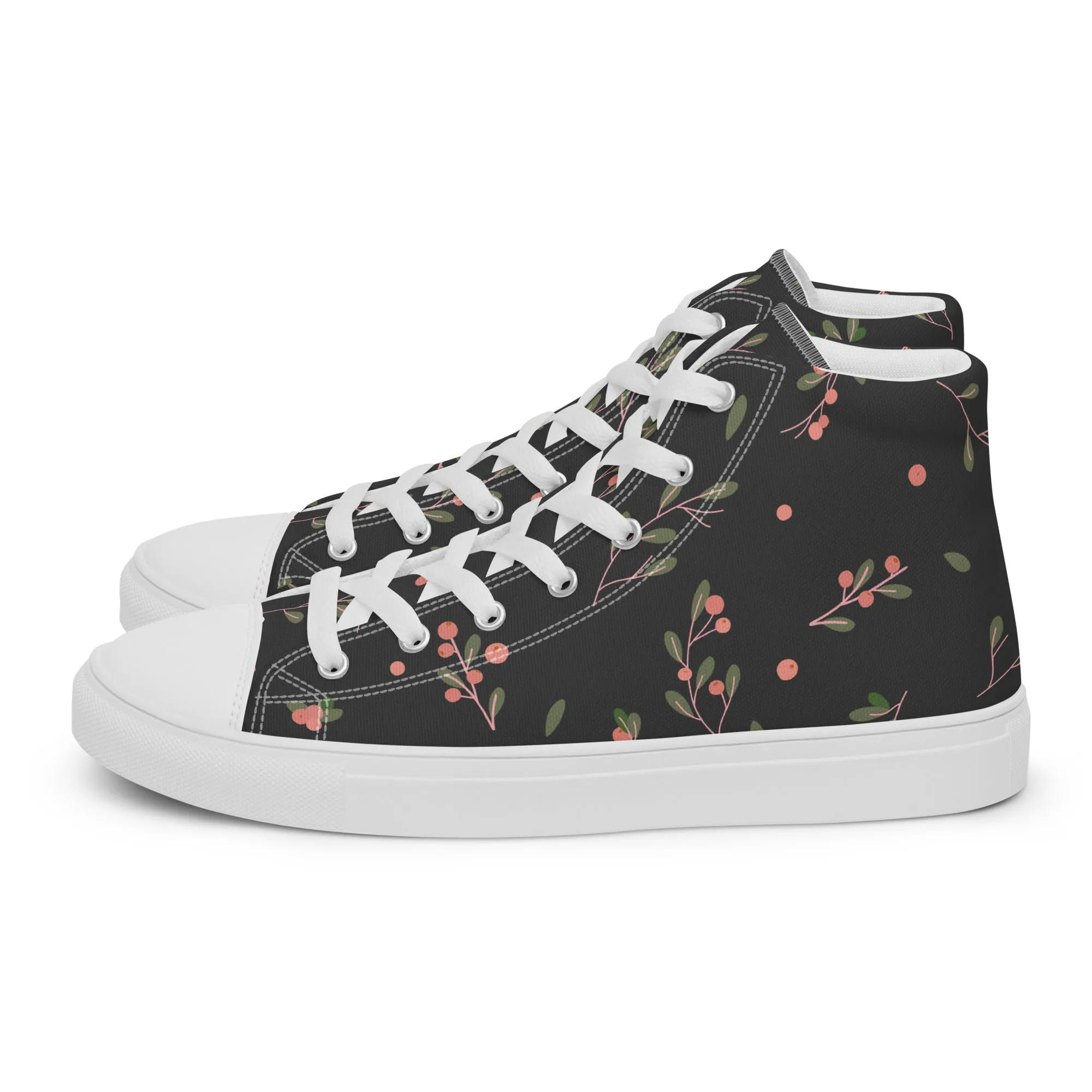 Baskets hautes en toile femme "Baies rouges"