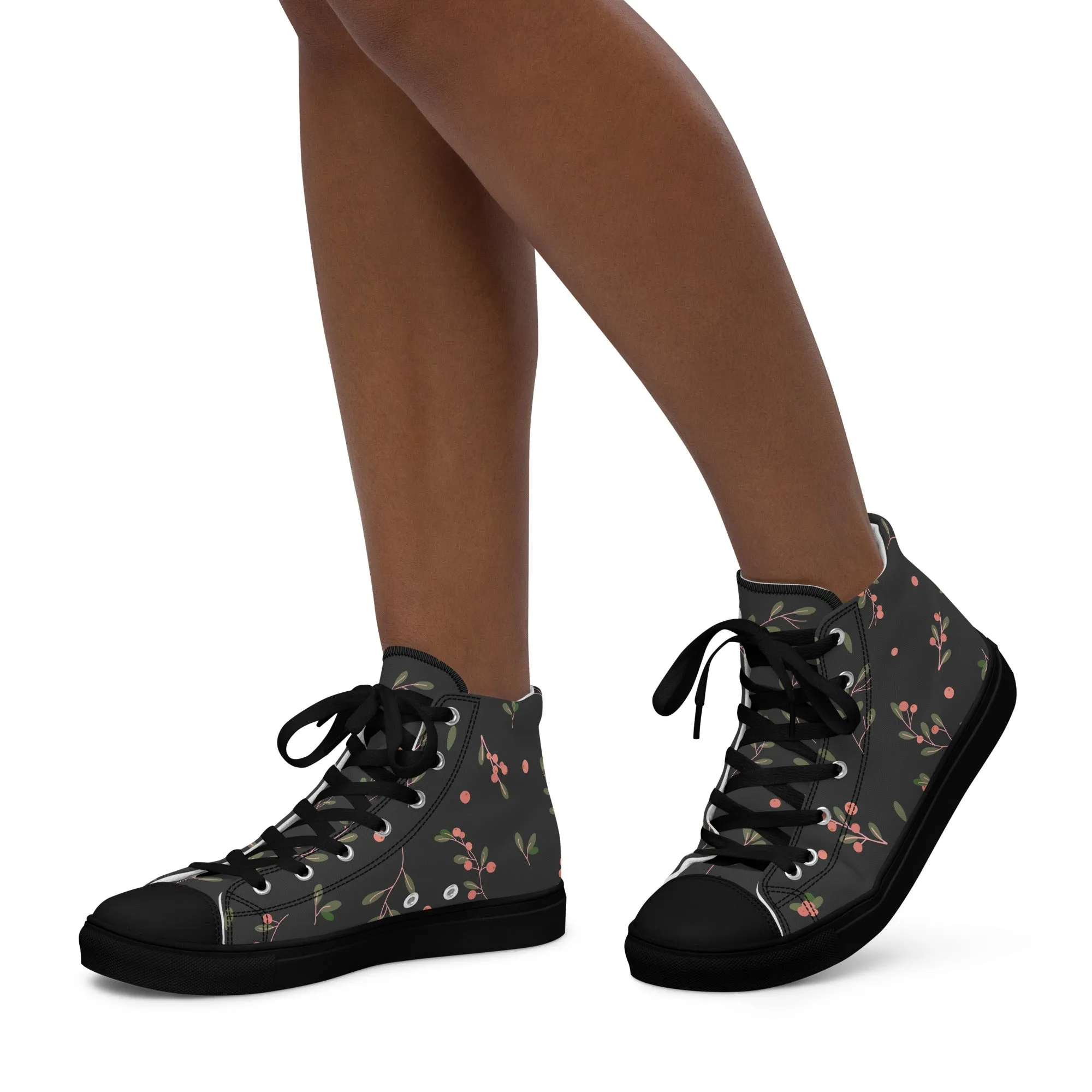 Baskets hautes en toile femme "Baies rouges"