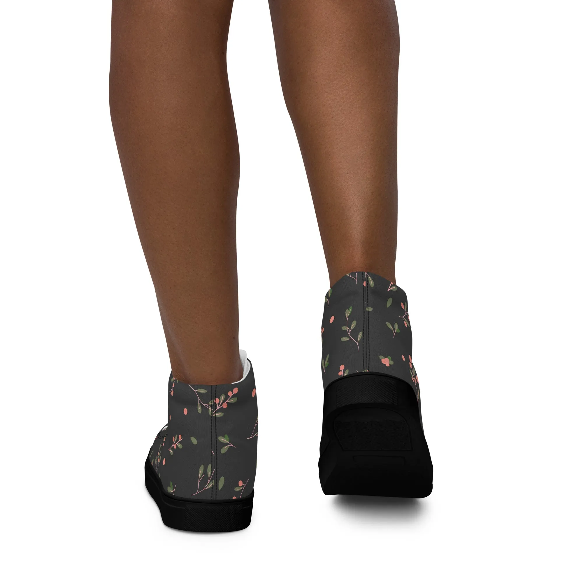 Baskets hautes en toile femme "Baies rouges"
