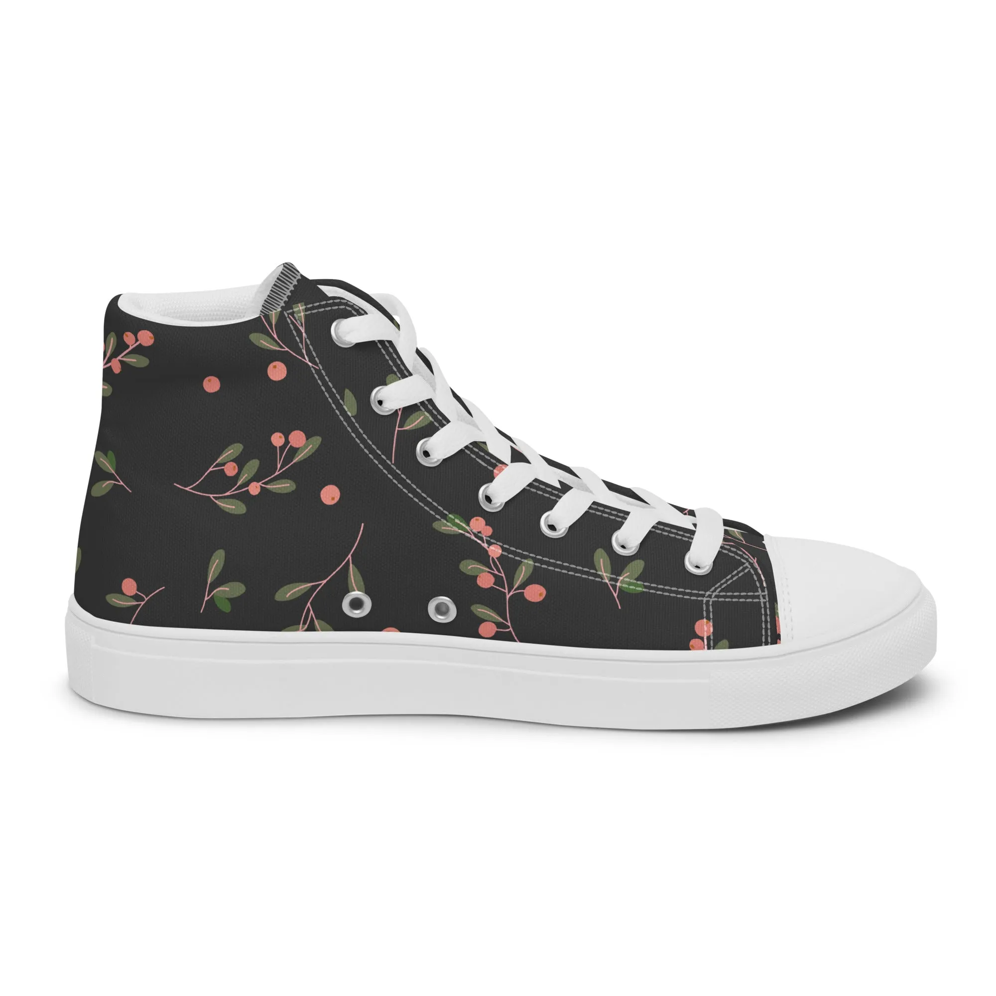 Baskets hautes en toile femme "Baies rouges"