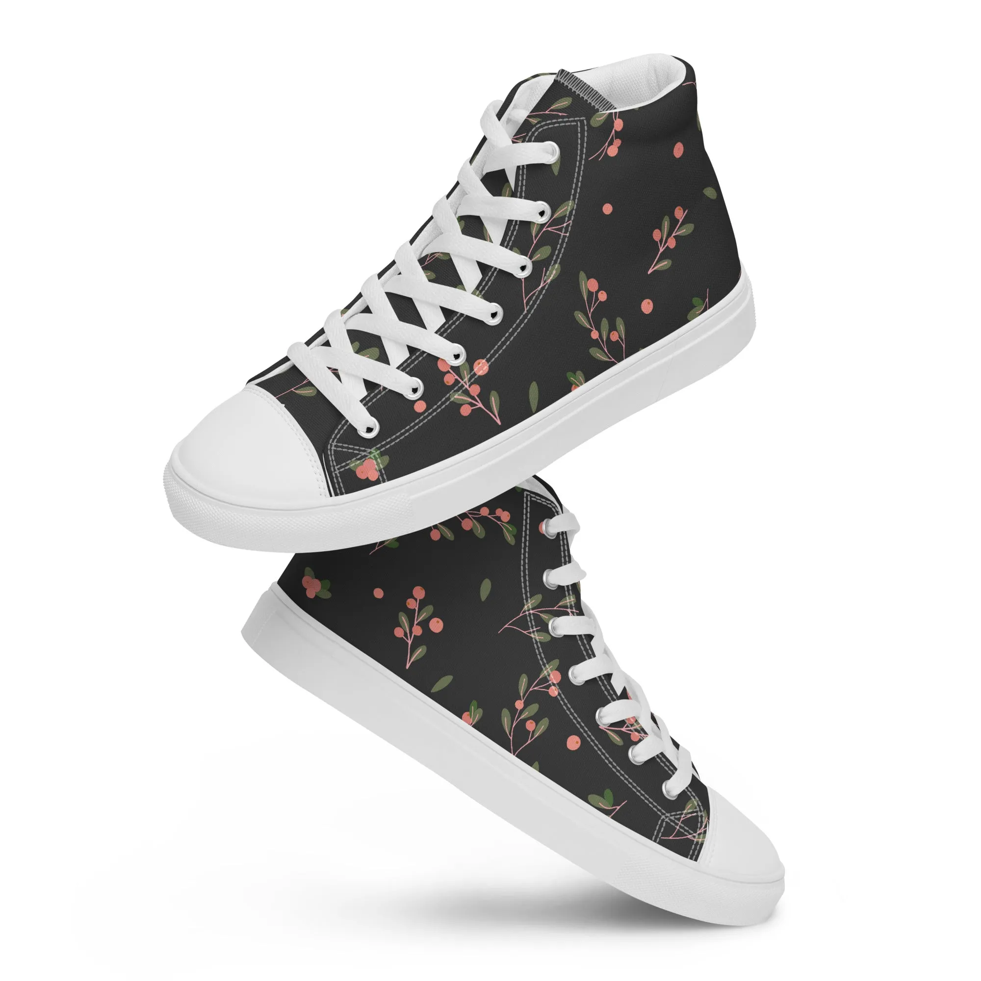 Baskets hautes en toile femme "Baies rouges"
