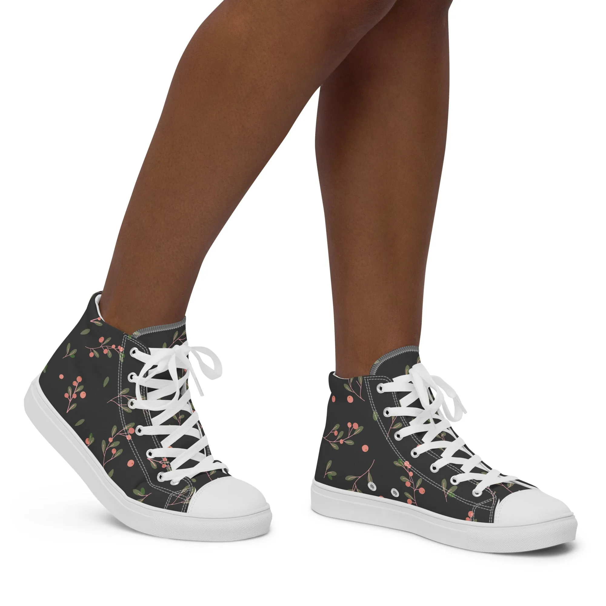 Baskets hautes en toile femme "Baies rouges"