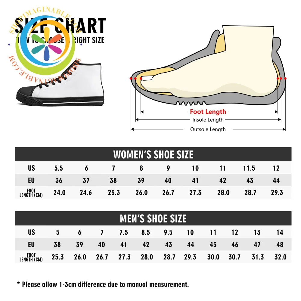 Black Batik Ladies High Top Canvas Shoes