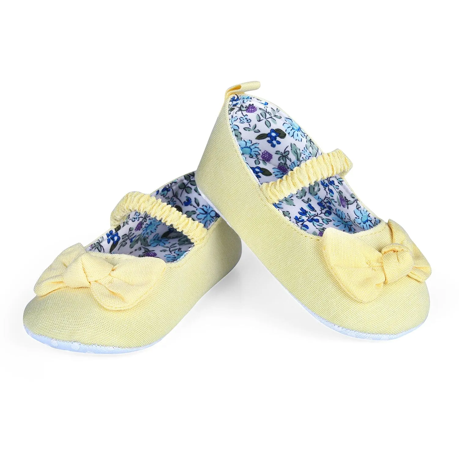 Bowknot Premium Girls Anti-Slip Ballerina Booties - Yellow