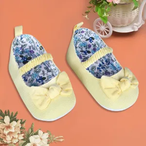 Bowknot Premium Girls Anti-Slip Ballerina Booties - Yellow