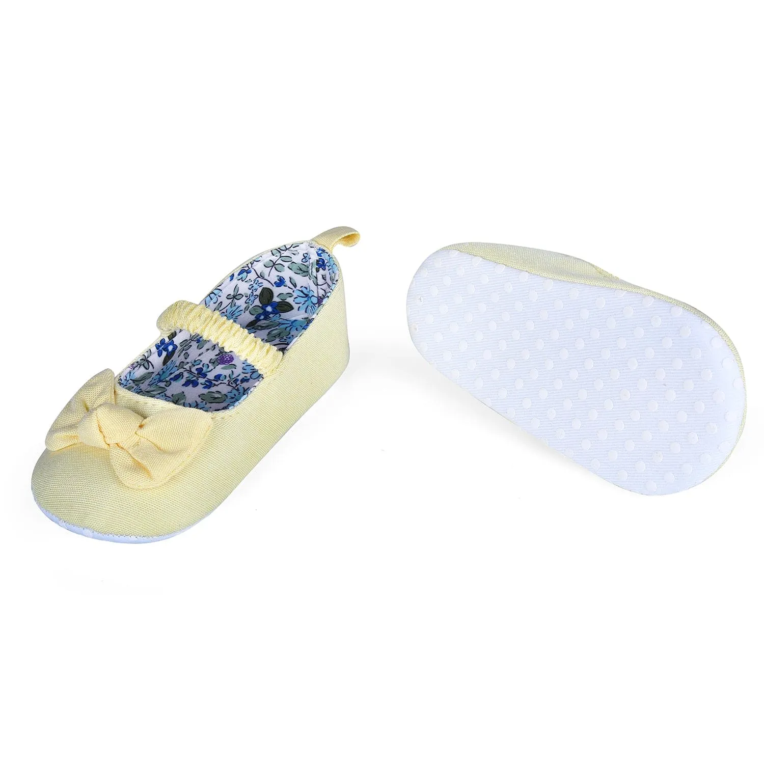 Bowknot Premium Girls Anti-Slip Ballerina Booties - Yellow