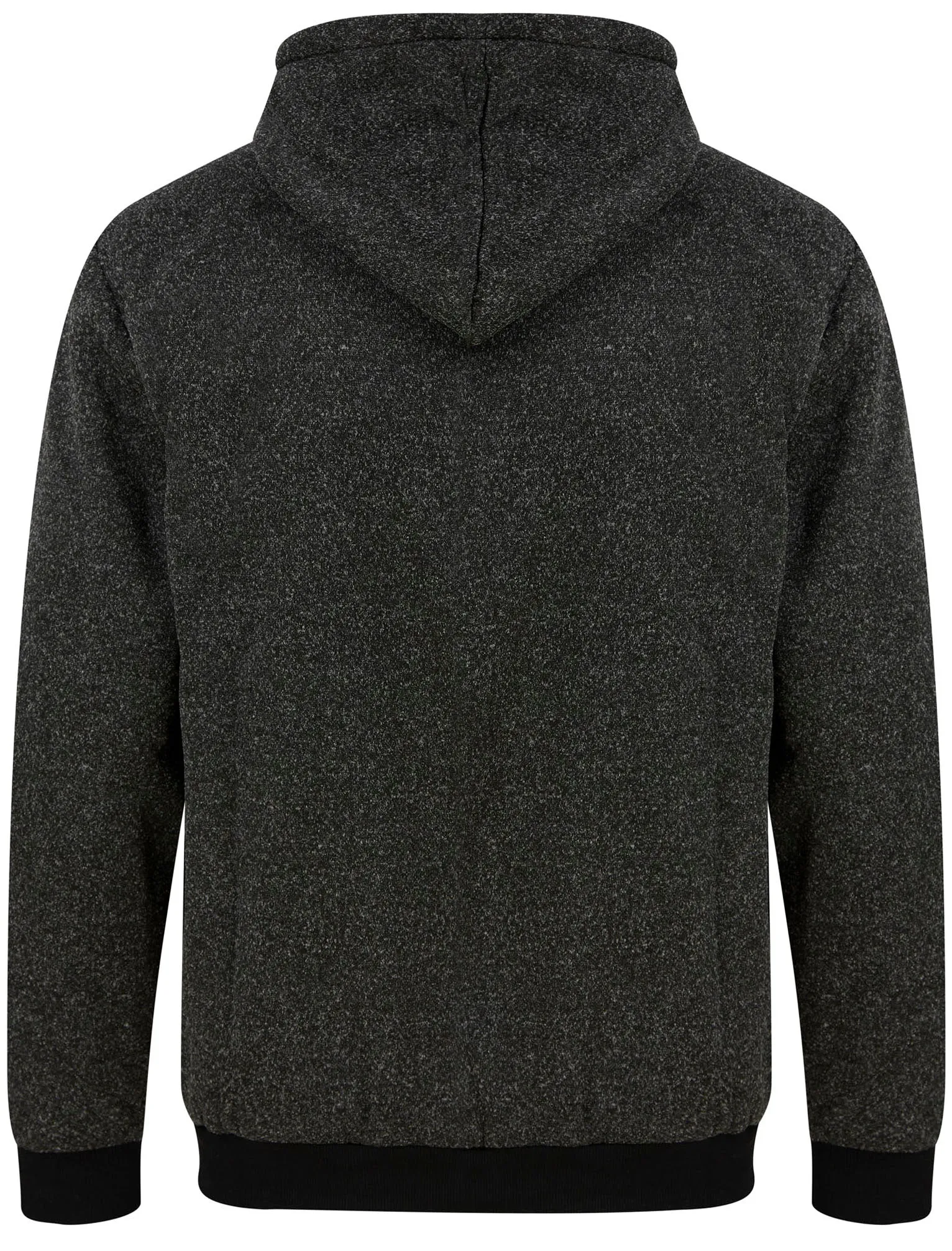 Callisto Chunky Ribbed Panel Zip Through Hoodie With Borg Lining In Jet Black