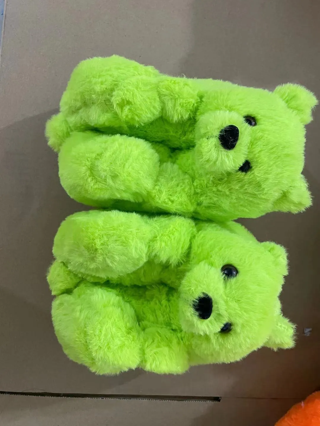 Cute Furry Winter Warm Faux Fur Big Cartoon Teddy Bear Shoes for Kids and Adults