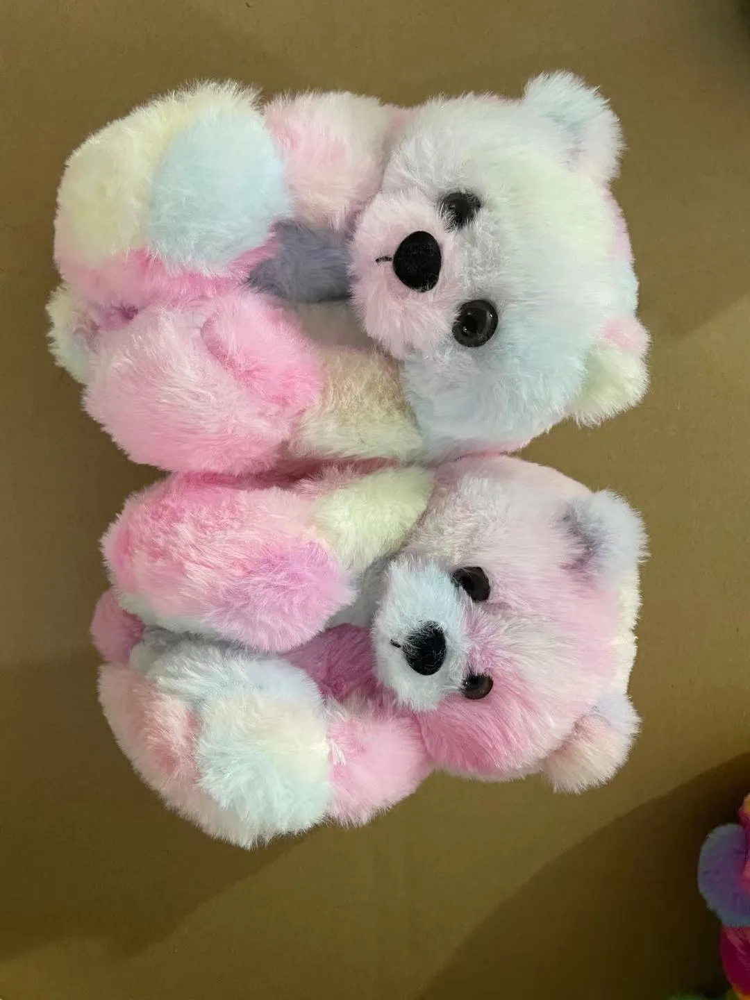 Cute Furry Winter Warm Faux Fur Big Cartoon Teddy Bear Shoes for Kids and Adults