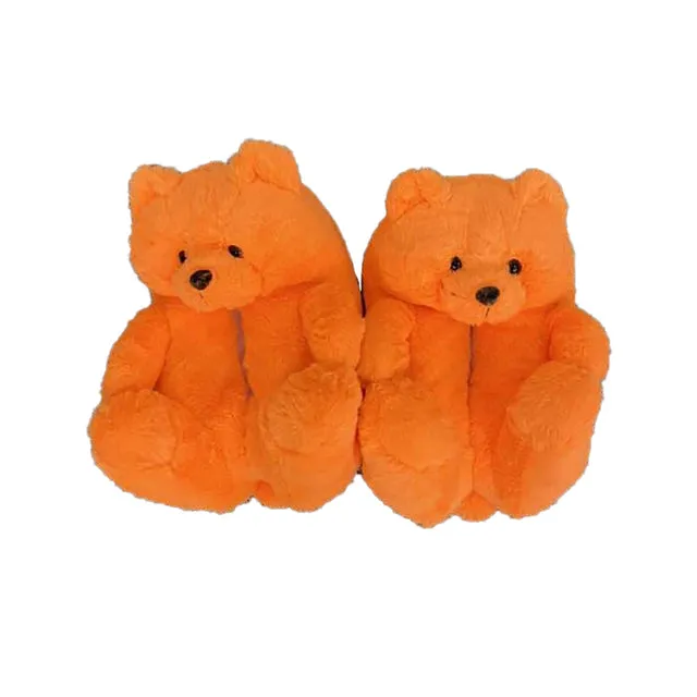 Cute Furry Winter Warm Faux Fur Big Cartoon Teddy Bear Shoes for Kids and Adults