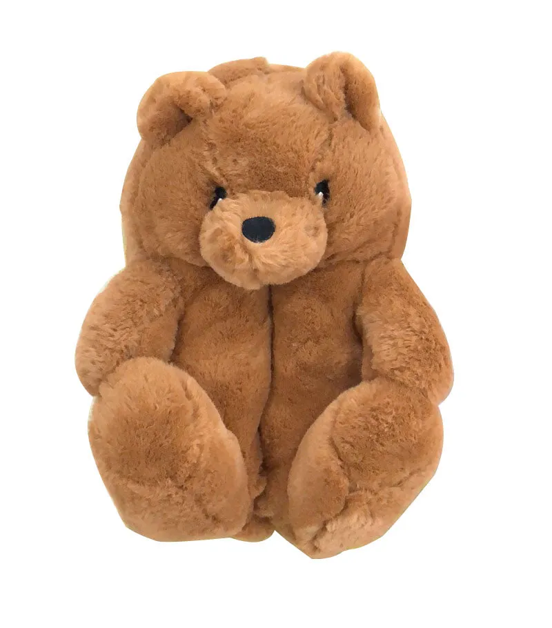 Cute Furry Winter Warm Faux Fur Big Cartoon Teddy Bear Shoes for Kids and Adults