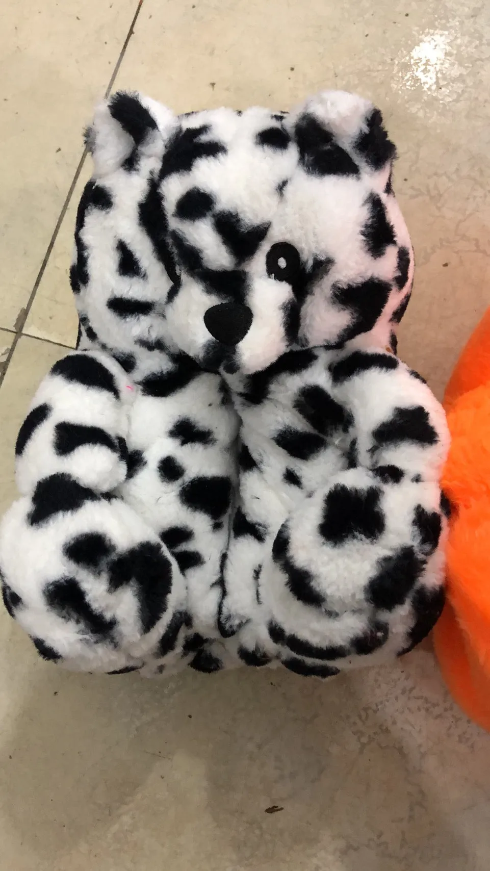 Cute Furry Winter Warm Faux Fur Big Cartoon Teddy Bear Shoes for Kids and Adults