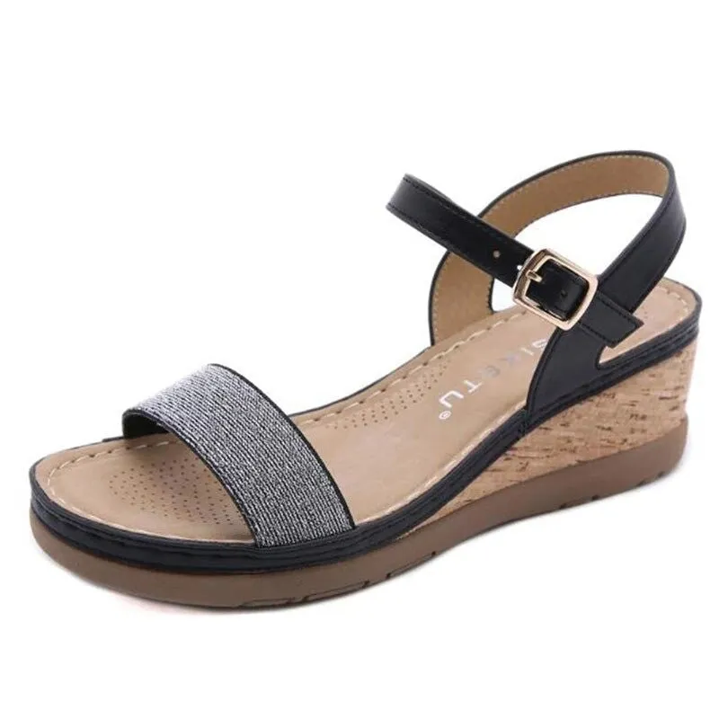 Cuzcare Ladies Platform Comfortable Adjustable Backstrap Summer Sandals