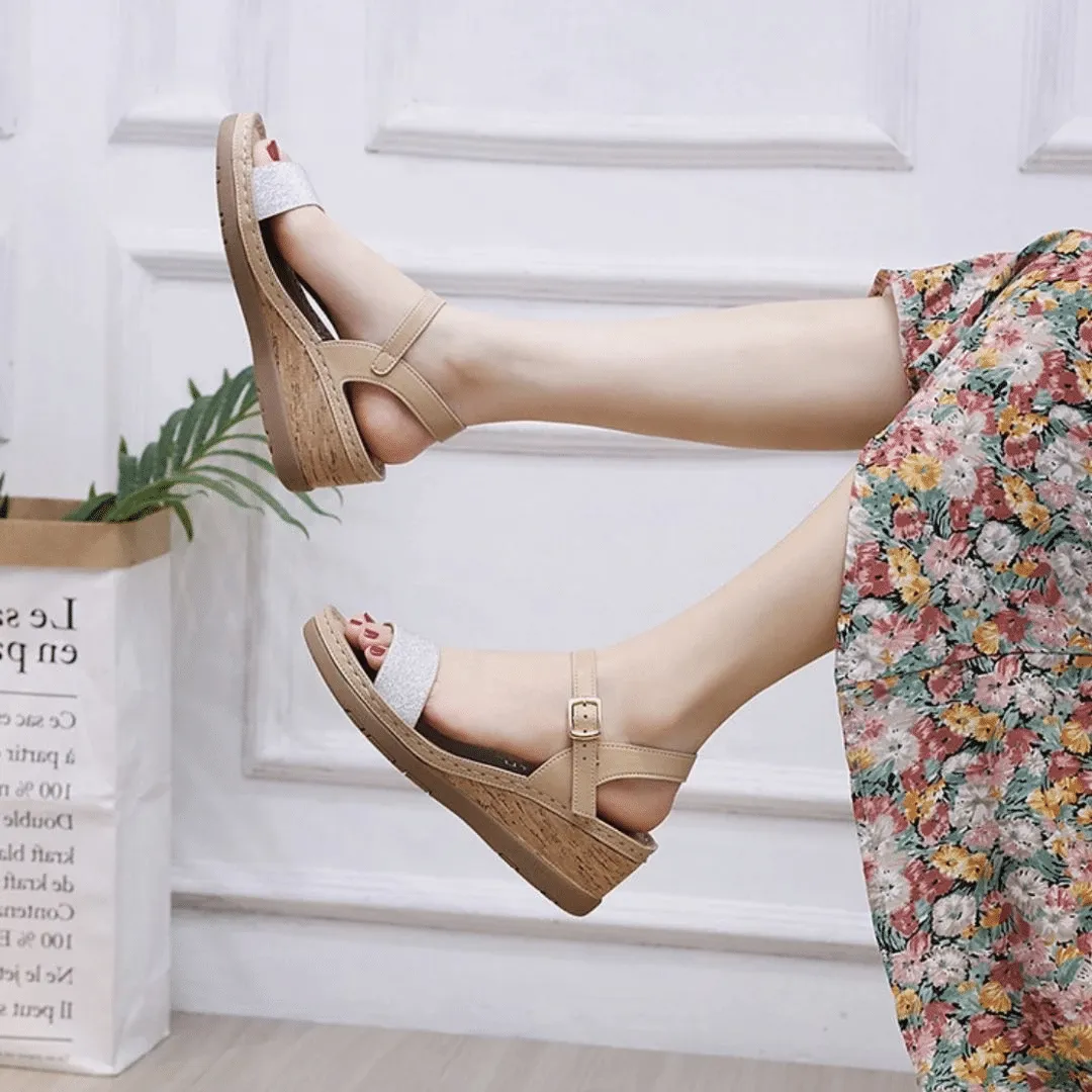 Cuzcare Ladies Platform Comfortable Adjustable Backstrap Summer Sandals