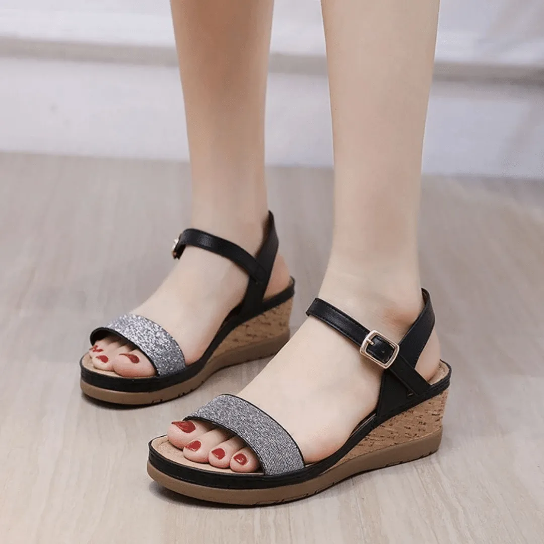 Cuzcare Ladies Platform Comfortable Adjustable Backstrap Summer Sandals