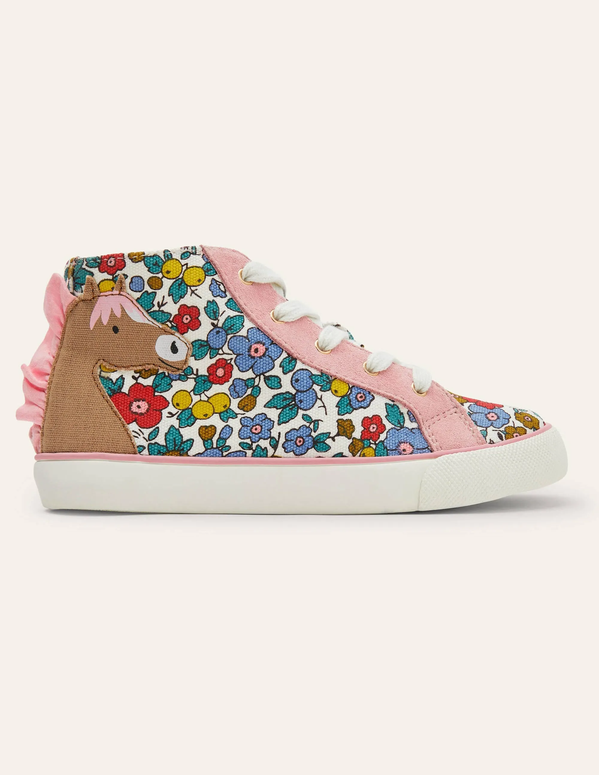 Fun Novelty High Top Trainers-Multi Floral Horse