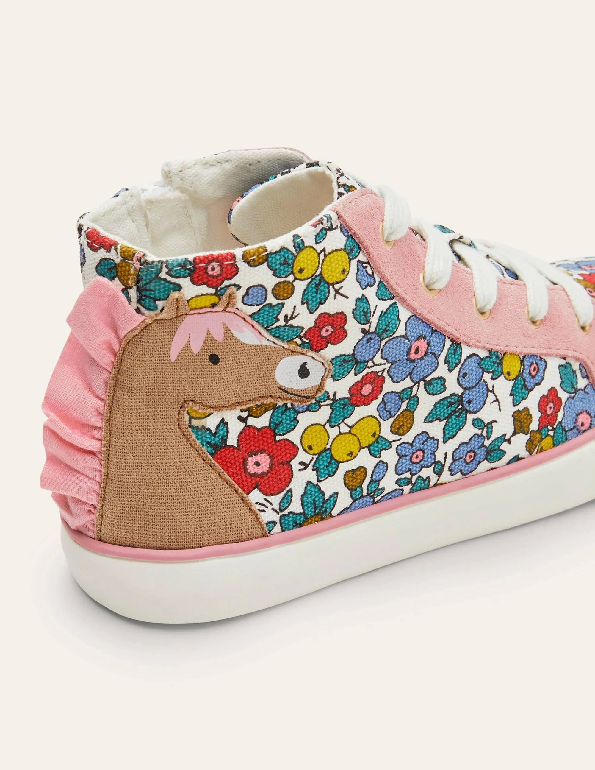 Fun Novelty High Top Trainers-Multi Floral Horse