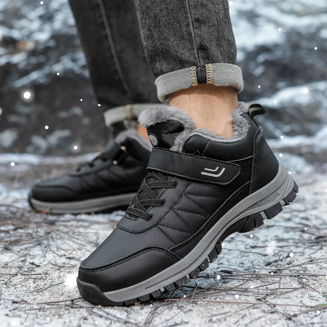 GRW Ortho Men Winter Shoes Leather Waterproof Plush Anti Slip Ankle Boots