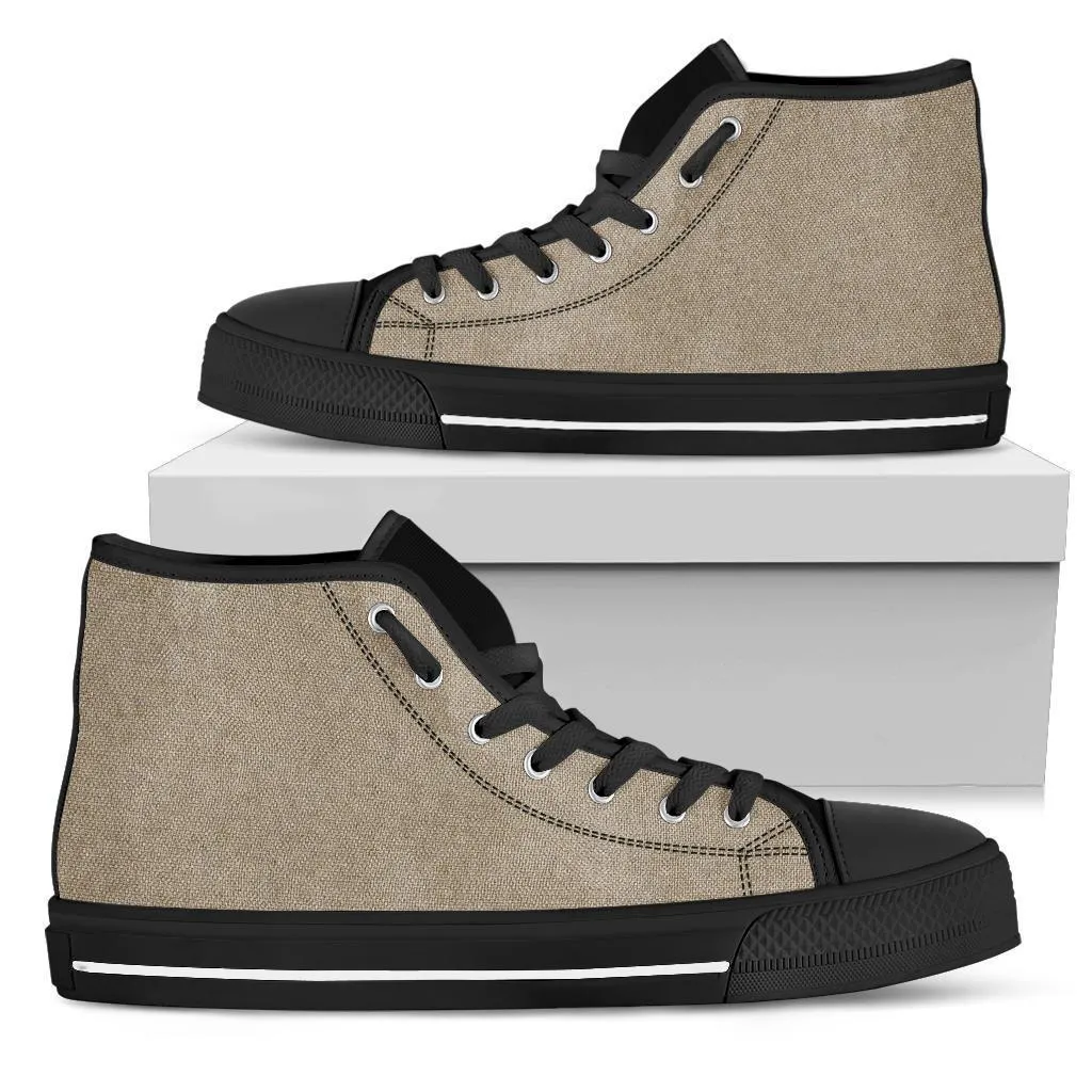High Top Sneakers - Khaki (Black) | Custom High Top Shoes, Patterned High Top Sneakers, High Top Sneakers for Women, Unisex Shoes
