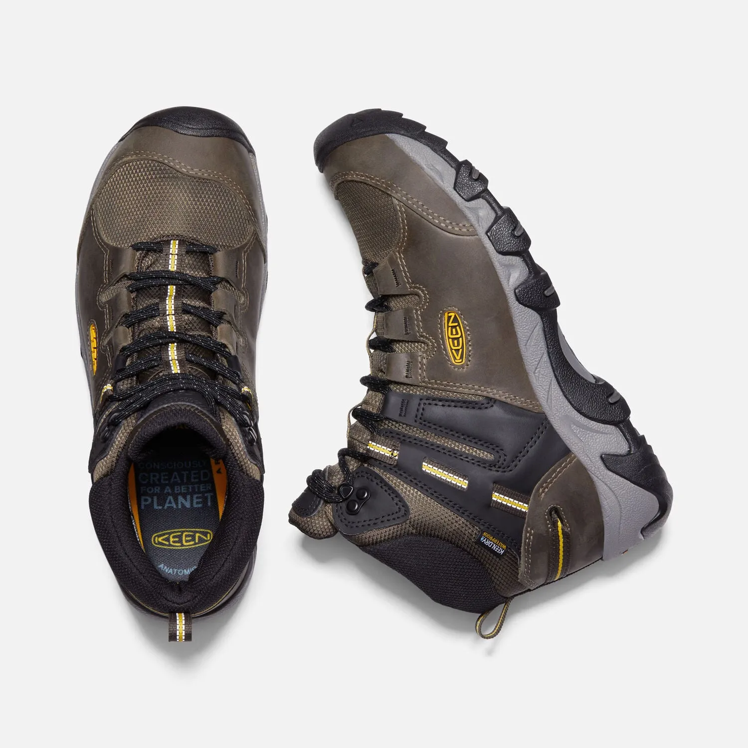Keen Steens Mid WP Mens Black Olive Keen Yellow