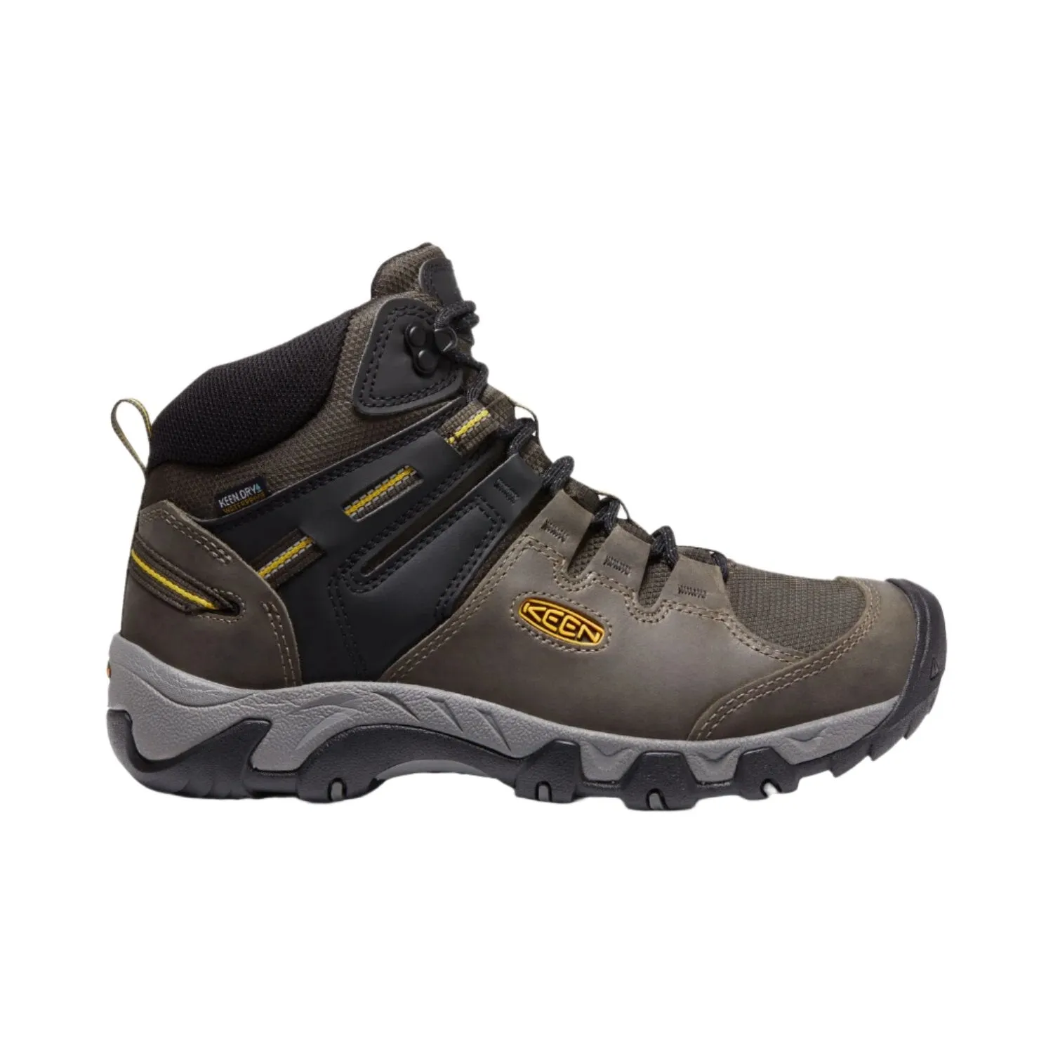 Keen Steens Mid WP Mens Black Olive Keen Yellow