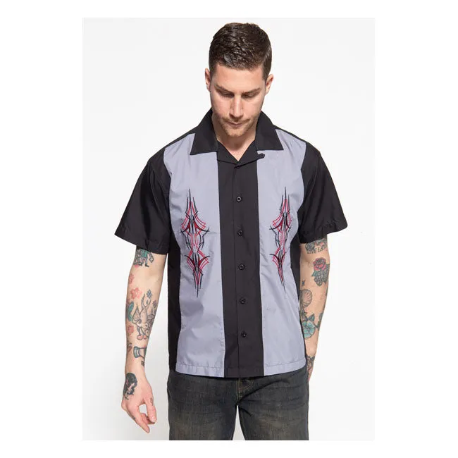 King Kerosin Pinstripes Cocktail Shirt Black / Grey