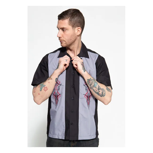 King Kerosin Pinstripes Cocktail Shirt Black / Grey