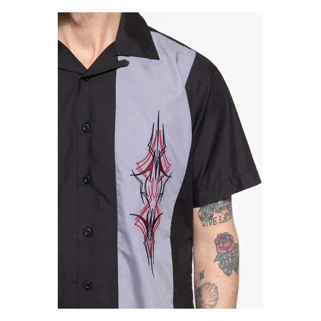 King Kerosin Pinstripes Cocktail Shirt Black / Grey