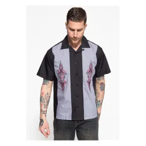 King Kerosin Pinstripes Cocktail Shirt Black / Grey