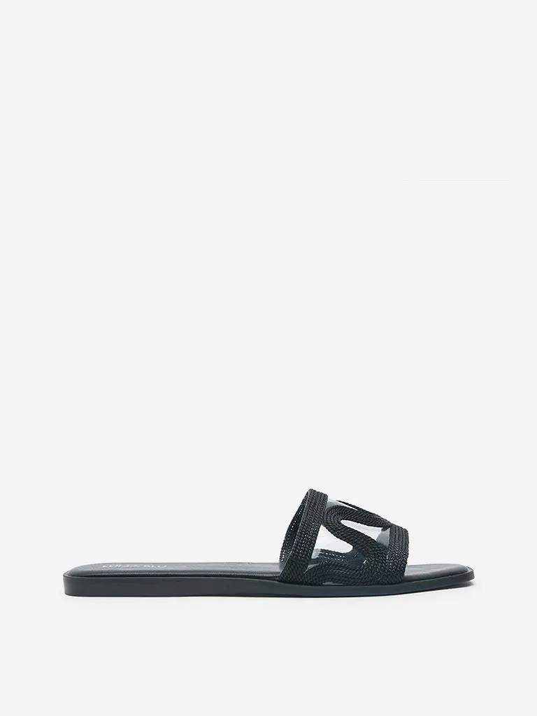 LUNA BLU Black Vinyl Slides