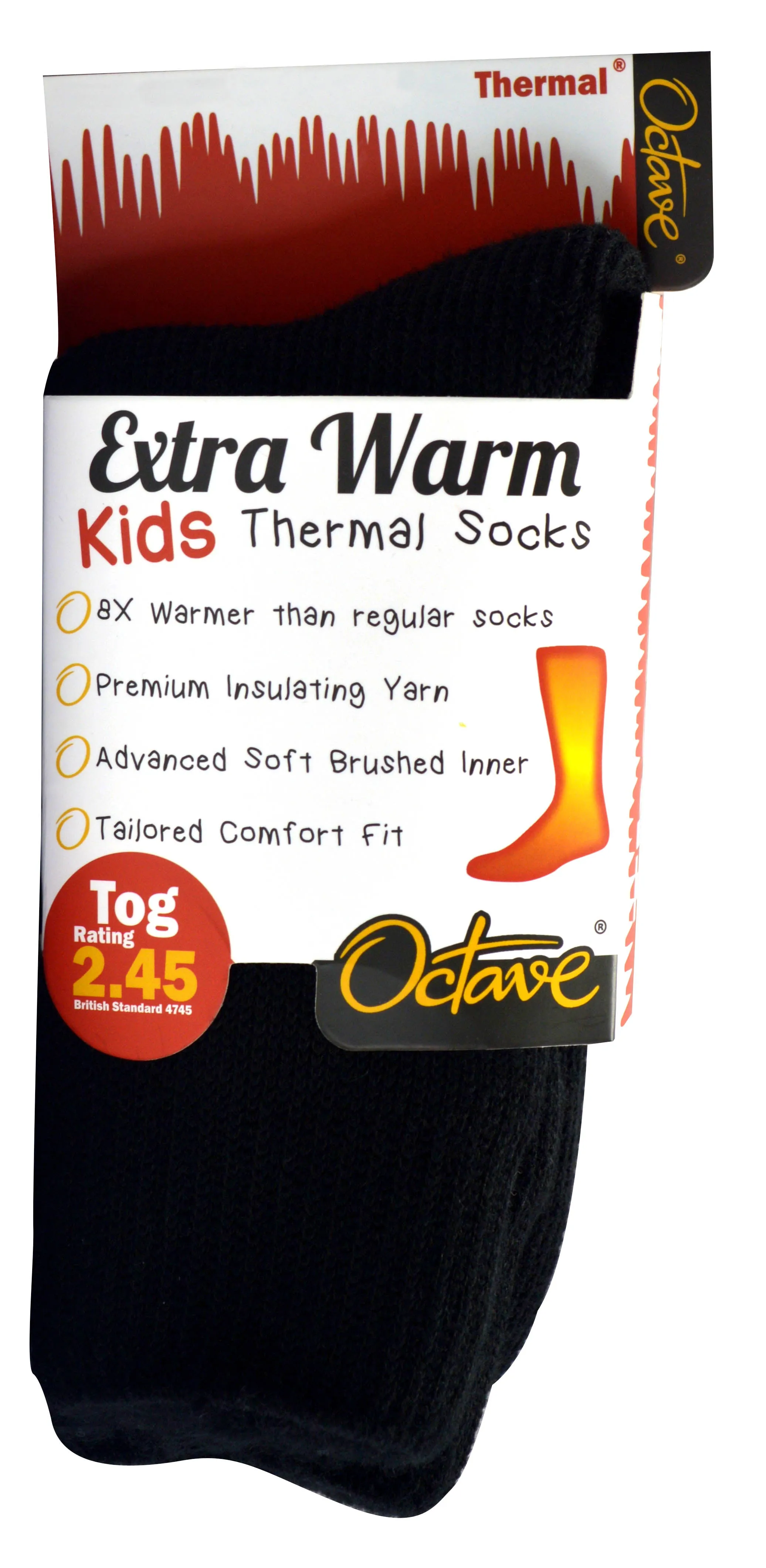 Octave® Kids Extra Warm Thermal Socks 2.45 TOG - Black