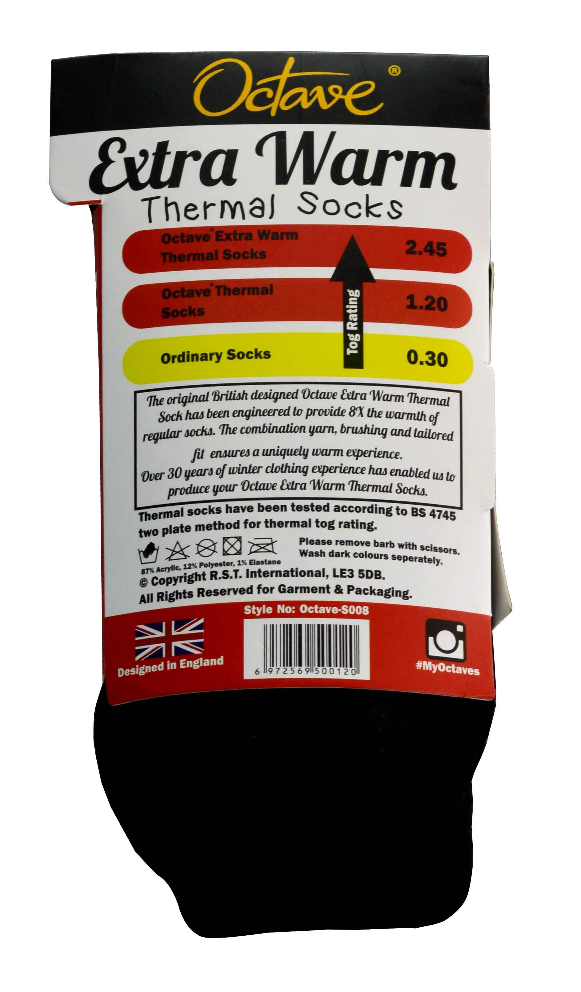 Octave® Kids Extra Warm Thermal Socks 2.45 TOG - Black