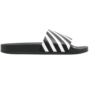 Off-White Striped Diag Sliders Black